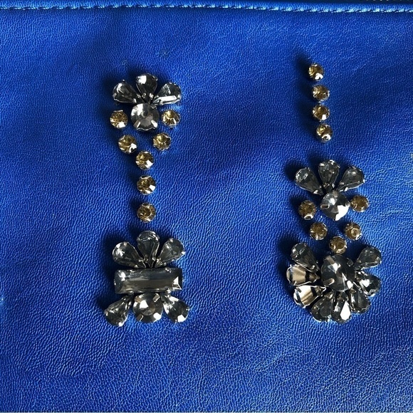 Cobalt blue faux leather crystal embellished wristlet clutch - Picture 4 of 9